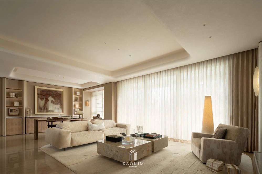 Thiết kế nội thất phòng khách cao cấp phong cách Contemporary Quiet Luxury vẻ đẹp sang trọng đến từ sự tinh giản